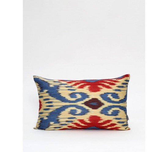 Διακοσμητική Μαξιλαροθήκη Αργαλειού Boho Ikat 35x60cm Μπλε