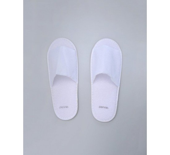 Πετσετέ Ανοιχτές Μπροστά Παντόφλες Slipper  One Size Άσπρο