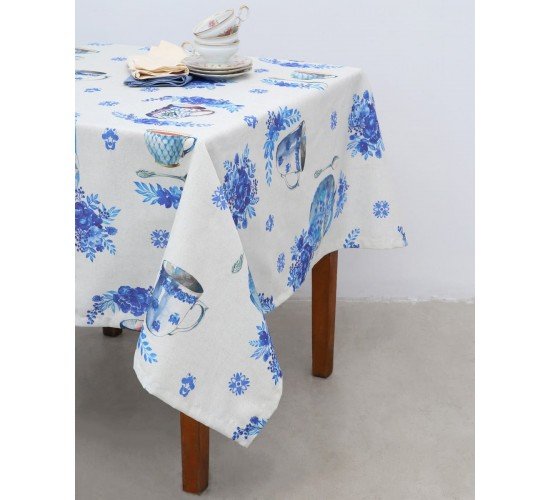 Αλέκιαστο Τραπεζομάντηλο Alice Tea Blue 4 ατόμων (155x155cm)