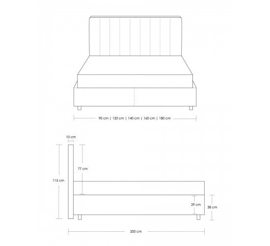 Κρεβάτι με Κεφαλάρι & Βάση με Αποθηκευτικό Χώρο Channel Μονή (90x200cm) Μπεζ