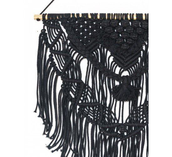 Boho Διακοσμητικό Τοίχου Βαμβακερό Macrame Rohan σε 2 Αποχρώσεις 80x80cm Μαύρο