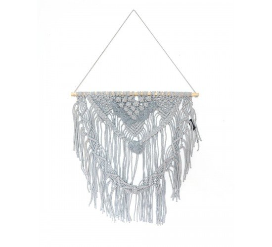 Boho Διακοσμητικό Τοίχου Βαμβακερό Macrame Rohan σε 2 Αποχρώσεις 80x80cm Γκρι