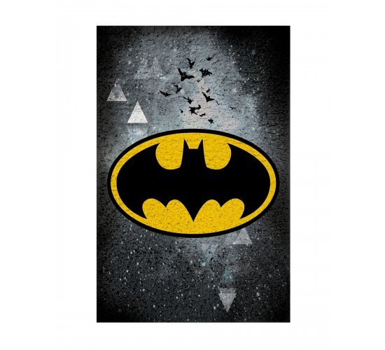 Παιδικό Χαλί Batman Logo Warner Bros σε 2 Διαστάσεις 55x85cm Γκρι