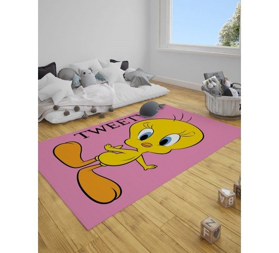 Παιδικό Χαλί Tweety Des.2 Warner Bros σε 2 Διαστάσεις 55x85cm Λιλά