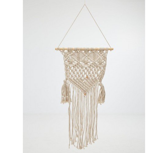 Boho Διακοσμητικό Τοίχου Macrame με Φούντες Ishara 40x70cm 40x70cm Εκρού