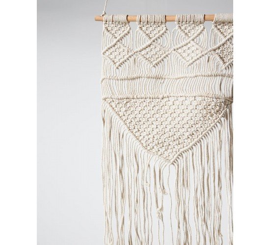 Boho Διακοσμητικό Τοίχου Macrame με Κρόσσια Navi 40x70cm 40x70cm Μπεζ