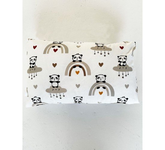 Βαμβακερή Βρεφική Μαξιλαροθήκη Sweet Panda 30x45cm 30x45cm Μπεζ