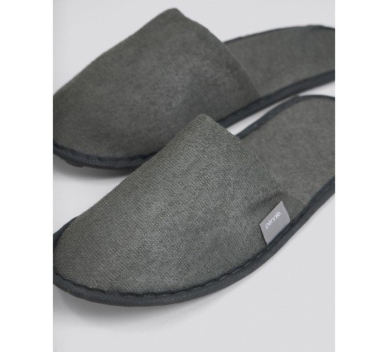 Πετσετέ Γκρι Κλειστές Λεπτές Παντόφλες Slipper One Size Γκρι