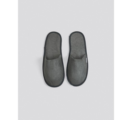 Πετσετέ Γκρι Κλειστές Λεπτές Παντόφλες Slipper One Size Γκρι