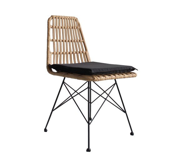 Καρέκλα Κήπου ALFONSE Φυσικό/Μαύρο Μέταλλο/Rattan 47x62x81cm