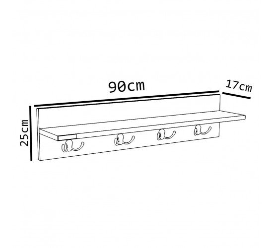 Ράφι Τοίχου LERATO Καρυδί Μοριοσανίδα 90x17x25cm