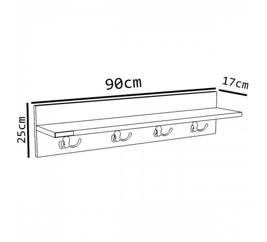 Ράφι Τοίχου LERATO Δρυς Μοριοσανίδα 90x17x25cm