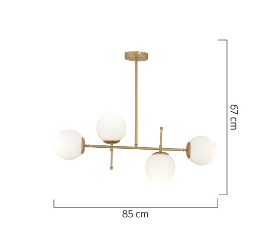 Φωτιστικό Κρεμαστό ArteLibre ERIDANUS Τετράφωτο Χρυσό/Λευκό Μέταλλο/Γυαλί 85x67cm