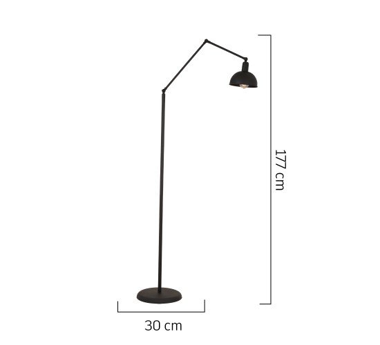 Φωτιστικό Δαπέδου GEMINI Μαύρο Μέταλλο 30x177cm