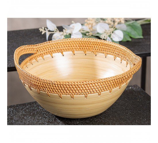 Μπολ ArteLibre Εκρού Μπαμπού/Rattan 34.5x30x15cm