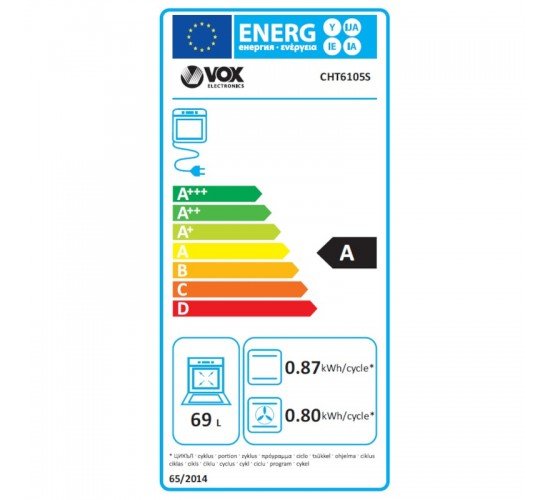 Κουζίνα Ηλεκτρική Κεραμική 69lt Π60cm Inox VOX CHT 6105 S