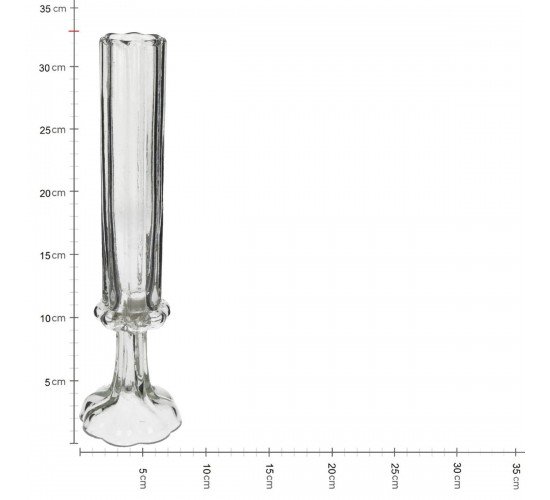 Βάζο Φλάουτο Χειροποίητο Διάφανο Γυαλί 8.5x8.5x33cm