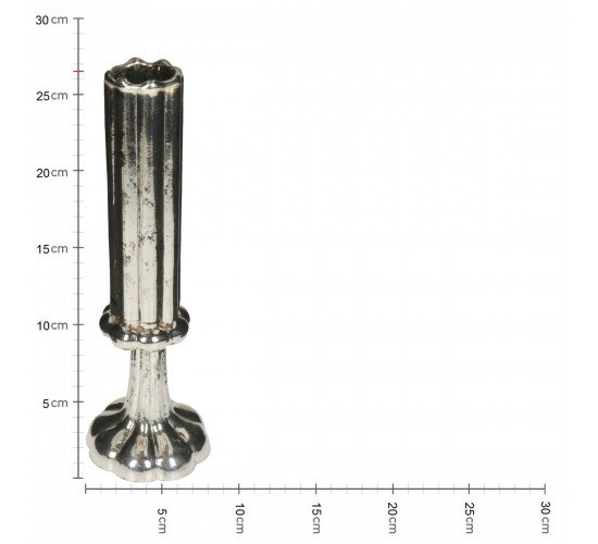 Βάζο Φλάουτο Χειροποίητο Ασημί Γυαλί 9x9x26.5cm