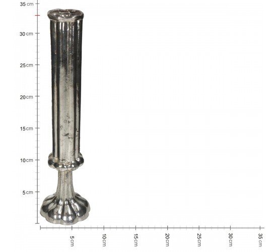 Βάζο Φλάουτο Χειροποίητο Ασημί Γυαλί 8.5x8.5x33cm