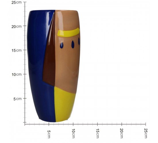 Βάζο Αφηρημένο Πρόσωπο Πολύχρωμο Δολομίτης 11.5x11.5x23.4cm