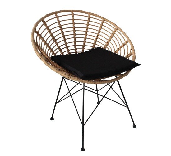 Καρέκλα Κήπου AELIUS Φυσικό/Μαύρο Μέταλλο/Rattan 72x62x78cm