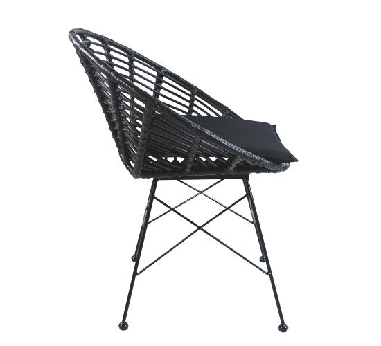 Καρέκλα Κήπου AELIUS Μαύρο Μέταλλο/Rattan 72x62x78cm