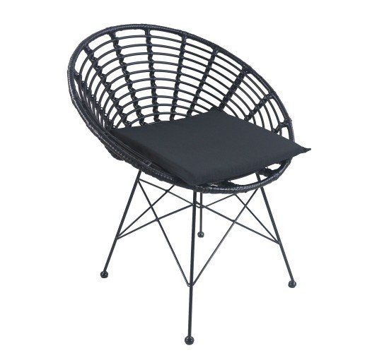 Καρέκλα Κήπου AELIUS Μαύρο Μέταλλο/Rattan 72x62x78cm