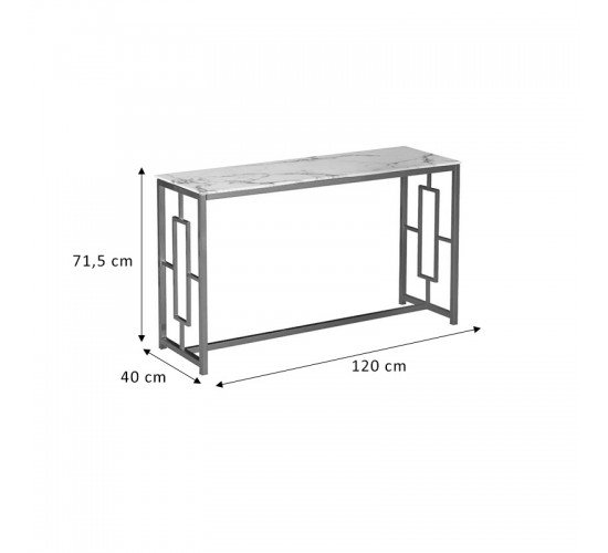 Κονσόλα Eccento χρυσό-επιφάνεια λευκό μαρμάρου 8mm 120x40x71.5εκ Υλικό: METAL-TEMPERED GLASS 8mm 029-000223