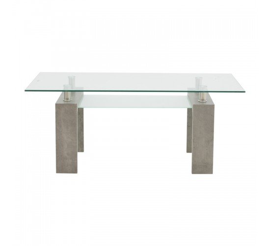 Τραπέζι σαλονιού Vrocho γκρι ξύλο-γυαλί 110x60x45εκ Υλικό: MDF-TEMPERED GLASS 029-000237