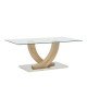 Τραπέζι σαλονιού Kasmora φυσικό ξύλο-γυαλί 110x60x45εκ Υλικό: MDF-TEMPERED GLASS 029-000238