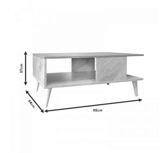 Τραπέζι σαλονιού Moses χρώμα sonoma-λευκό μαρμάρου 90x54x37.5εκ Υλικό: CHIPBOARD 049-000066
