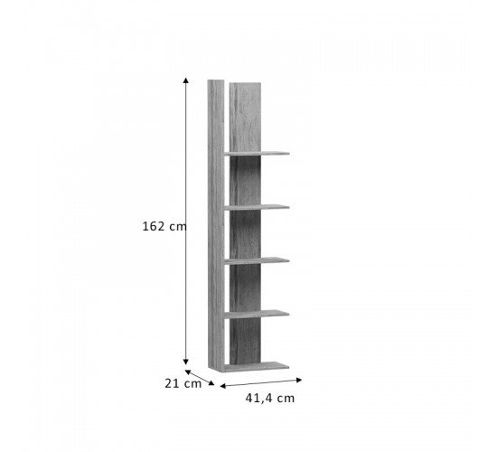 Βιβλιοθήκη Mirca μελαμίνης sonoma 41,4x21x162εκ Υλικό: CLIPBOARD 049-000087