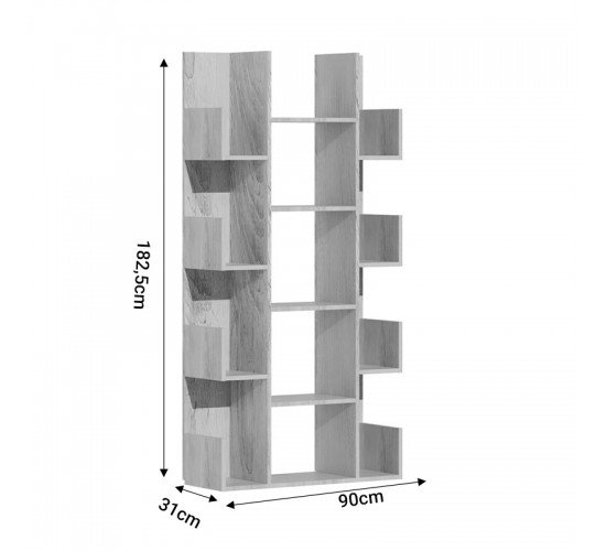 Βιβλιοθήκη Charles μελαμίνης φυσικό 90x31x182,5εκ Υλικό: E1 PARTICLEBOARD 049-000094