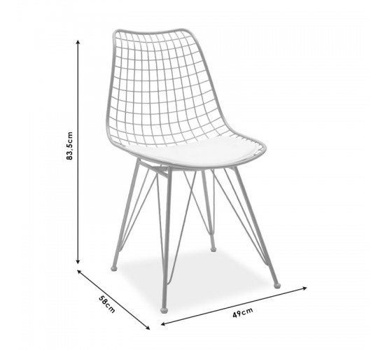 Καρέκλα Taj μέταλλο χρυσό-μαξιλάρι PVC λευκό Υλικό: METAL WIRE - PVC CUSHION 058-000025