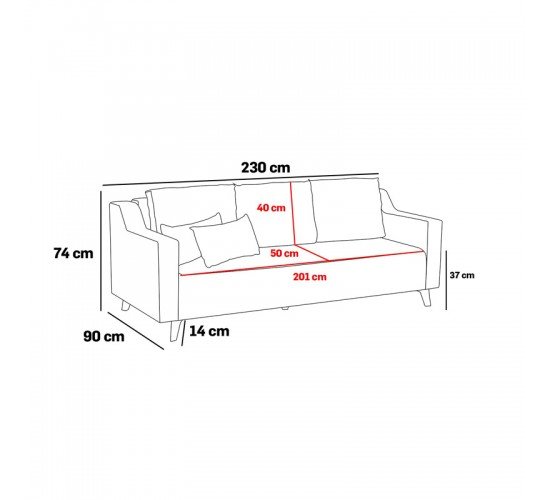 Καναπές-κρεβάτι PWF-0592 3θέσιος ύφασμα κρεμ 230x90x74εκ Υλικό: Fabric: 100%  POLYESTER - BEEICH WOOD - CHPBOARD - PP 071-001311