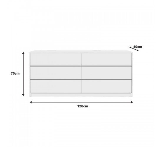 Συρταριέρα Kuanger mdf σε λευκή απόχρωση 120x40x70εκ Υλικό: MDF - PU 072-000112