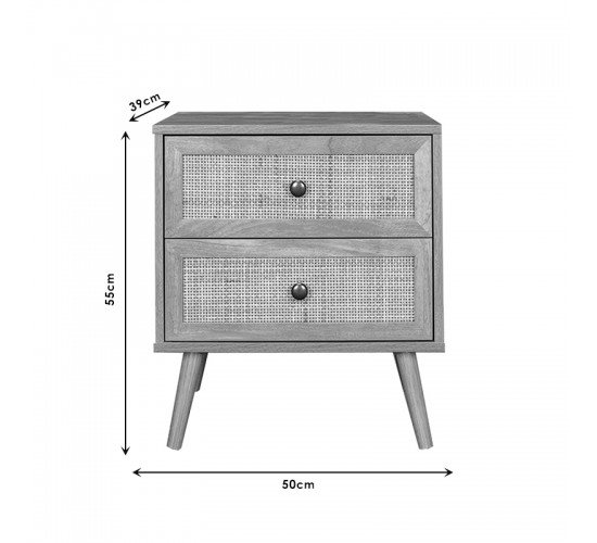 Κομοδίνο Oslo sonoma 50x39x55εκ Υλικό: CLIPBOARD WITH PAPER WOOD - PP RATTAN - WOOD 086-000002