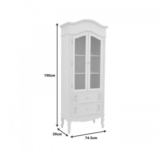 Βιτρίνα Pazlen Inart mdf σε λευκή αντικέ απόχρωση 74.5x39x190εκ Υλικό: MDF 087-000007