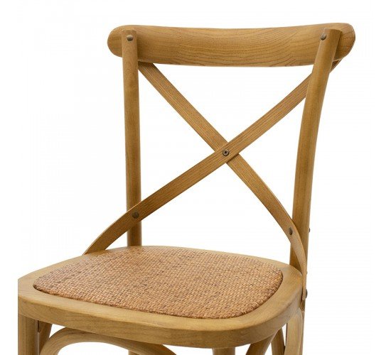 Σκαμπό μπαρ Reid ξύλο sonoma-έδρα καφέ rattan Υλικό: WOOD - RATTAN 102-000005