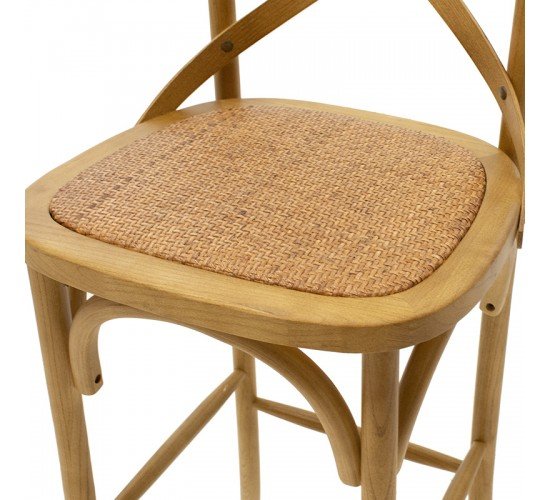 Σκαμπό μπαρ Reid ξύλο sonoma-έδρα καφέ rattan Υλικό: WOOD - RATTAN 102-000005