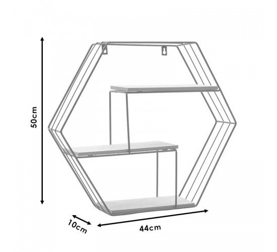 Ραφιέρα τοίχου Azira μεταλλική χρώμα μαύρο-φυσικό 50x10x44εκ Υλικό: METAL - MDF 104-000002