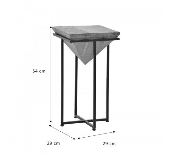 Βοηθητικό τραπέζι σαλονιού Miles μασίφ ξύλο ακακίας καρυδί-μαύρο 29x29x54εκ Υλικό: ACACIA WOOD - METAL 113-000031
