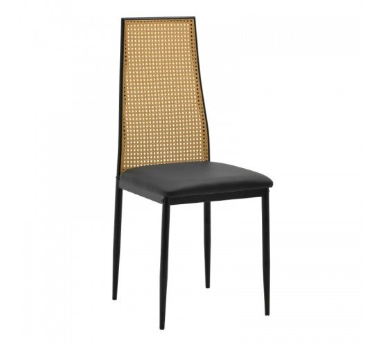 Καρέκλα Lasmipe Inart μαύρο-φυσικό pu-rattan 40x49x96εκ 115-003198