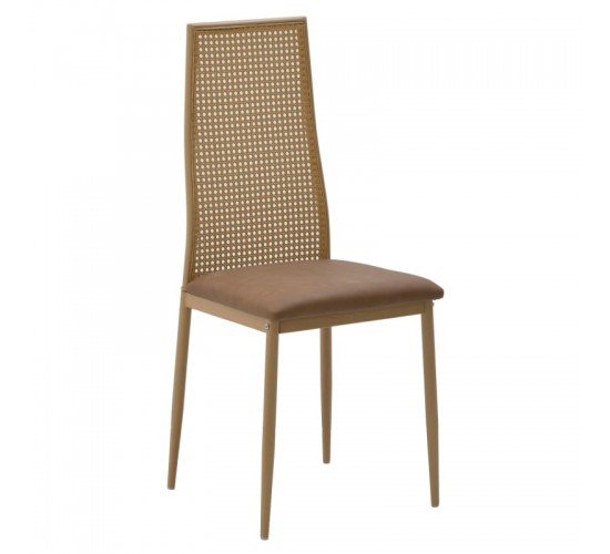 Καρέκλα Lasmipe Inart καφέ pu-rattan 40x49x96εκ 115-003199