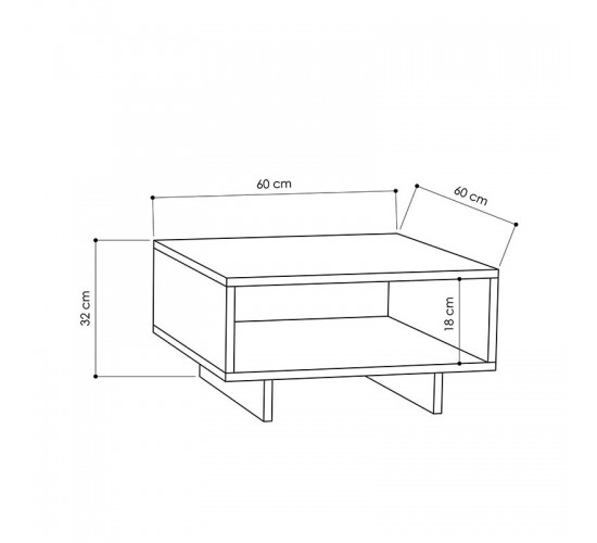 Τραπέζι σαλονιού Hola pakoworld antique λευκό-ανθρακί 60x60x32εκ