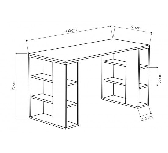 Γραφείο Colmar χρώμα λευκό -σκούρο φυσικό 140x60x75εκ Υλικό: MELAMINE 32mm - MELAMINE  18mm 119-000797