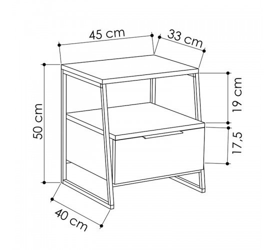 Κομοδίνο Johana μαύρο-εκρού 45x40x50εκ Υλικό: CHIPBOARD WITH MELAMINE COATING 18mm - METAL 119-001164