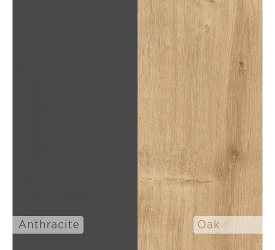 Κομοδίνο Immerse σετ 2 τμχ. oak-ανθρακί 27x25x60εκ Υλικό: CHIPBOARD WITH MELAMINE COATING 18mm 119-001181