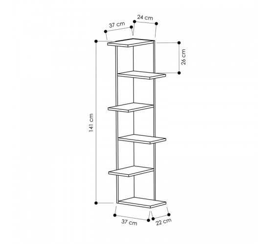 Βιβλιoθήκη γωνιακή Saso μελαμίνης oak 37x37x141εκ Υλικό: CLIPBOARD 18mm WITH MELAMINE 119-001186