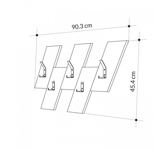 Κρεμάστρα τοίχου Livy oak-γκρι μελαμίνης 75.2x1.8x45.3εκ Υλικό: CLIPBOARD 18MM  WITH MELAMINE 119-001215